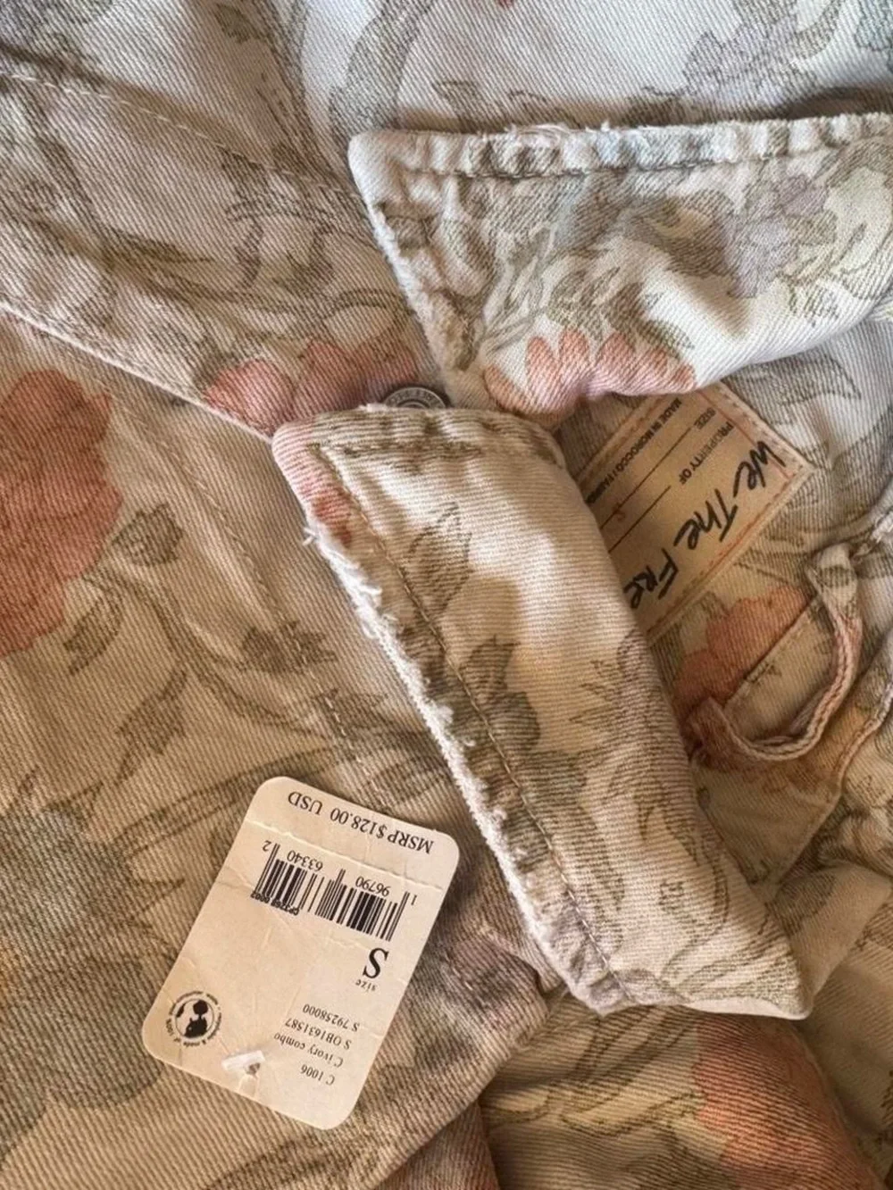 Free People Opal Swing Denim Jacket in Ivory‎ Combo - Picture 6 of 6
